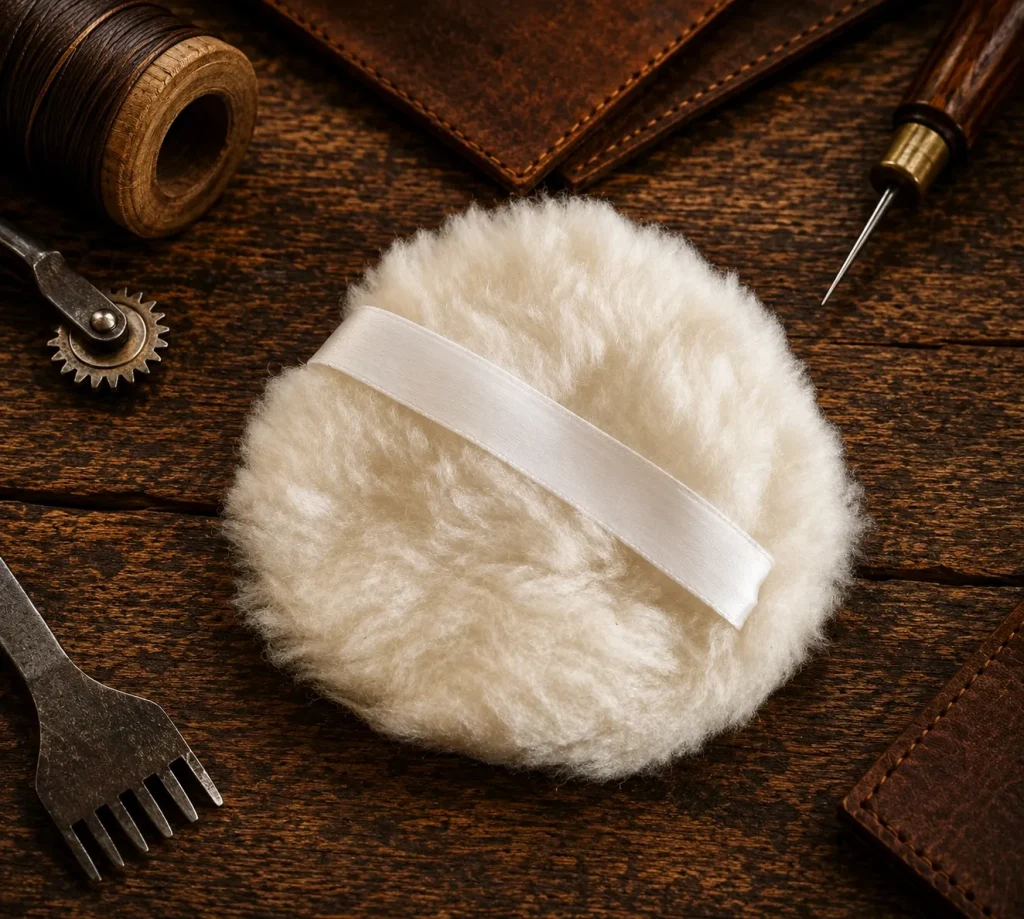 Synthetic leather wool buff pad for cleaning and polishing leather goods