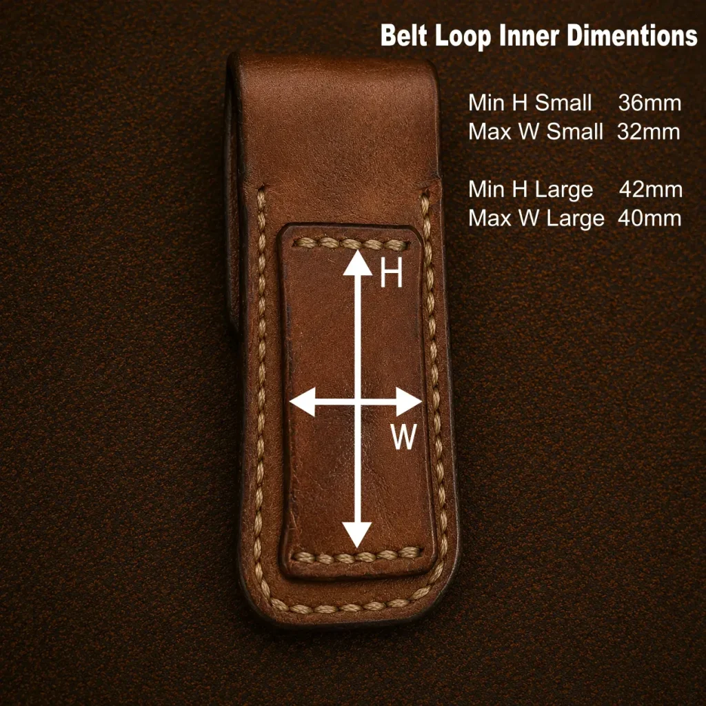 Belt clip on dimensions for belt loop