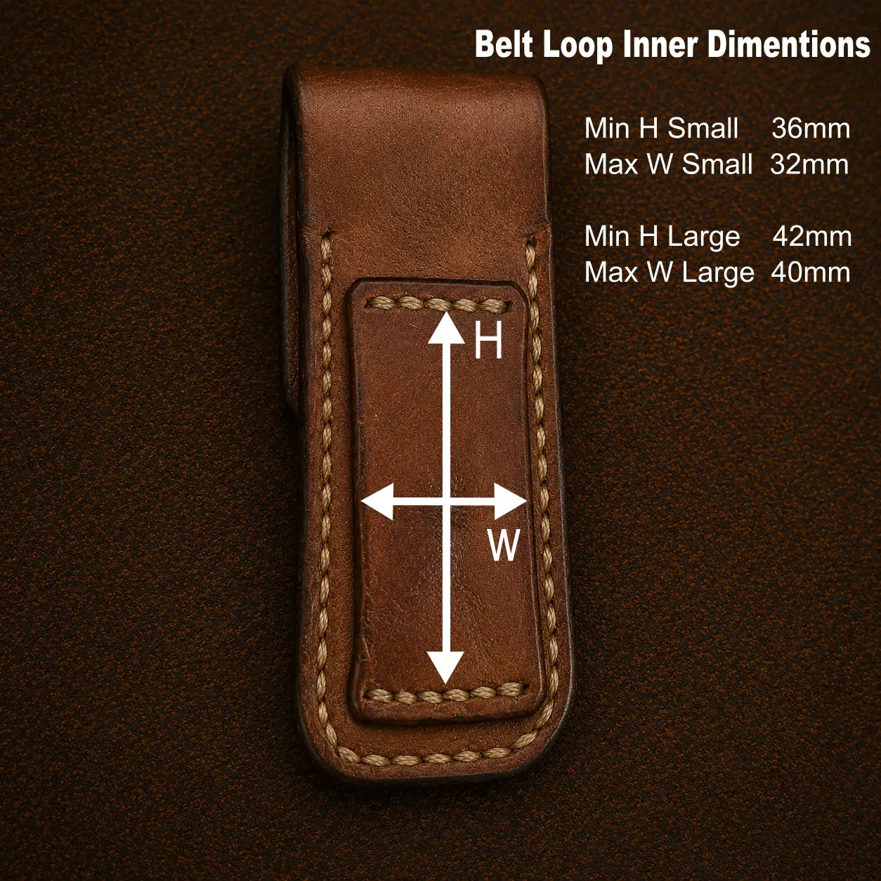 Belt clip on dimensions for belt loop