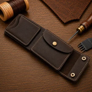 Leather Wallet Ndogo Brown with coin pocket, quick easy access card slots and bank note compartment