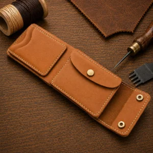 Leather Wallet Ndogo Tan with coin pocket, quick easy access card slots and bank note compartment