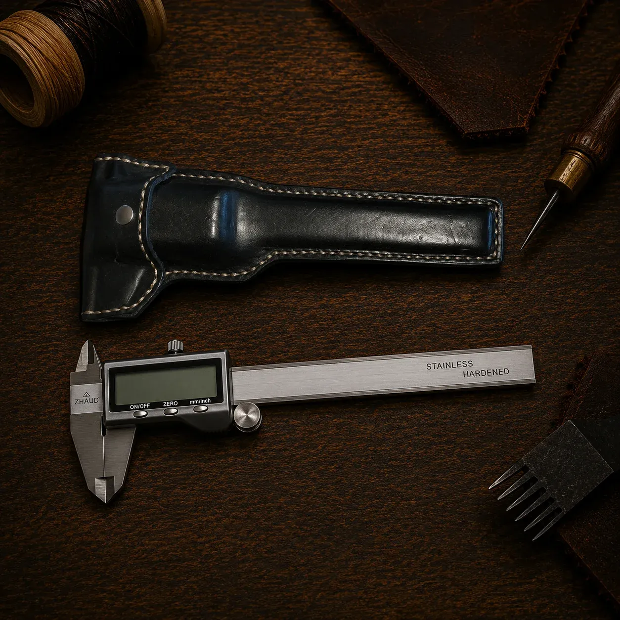 Handmade hand-stitched leather Vernier calliper case