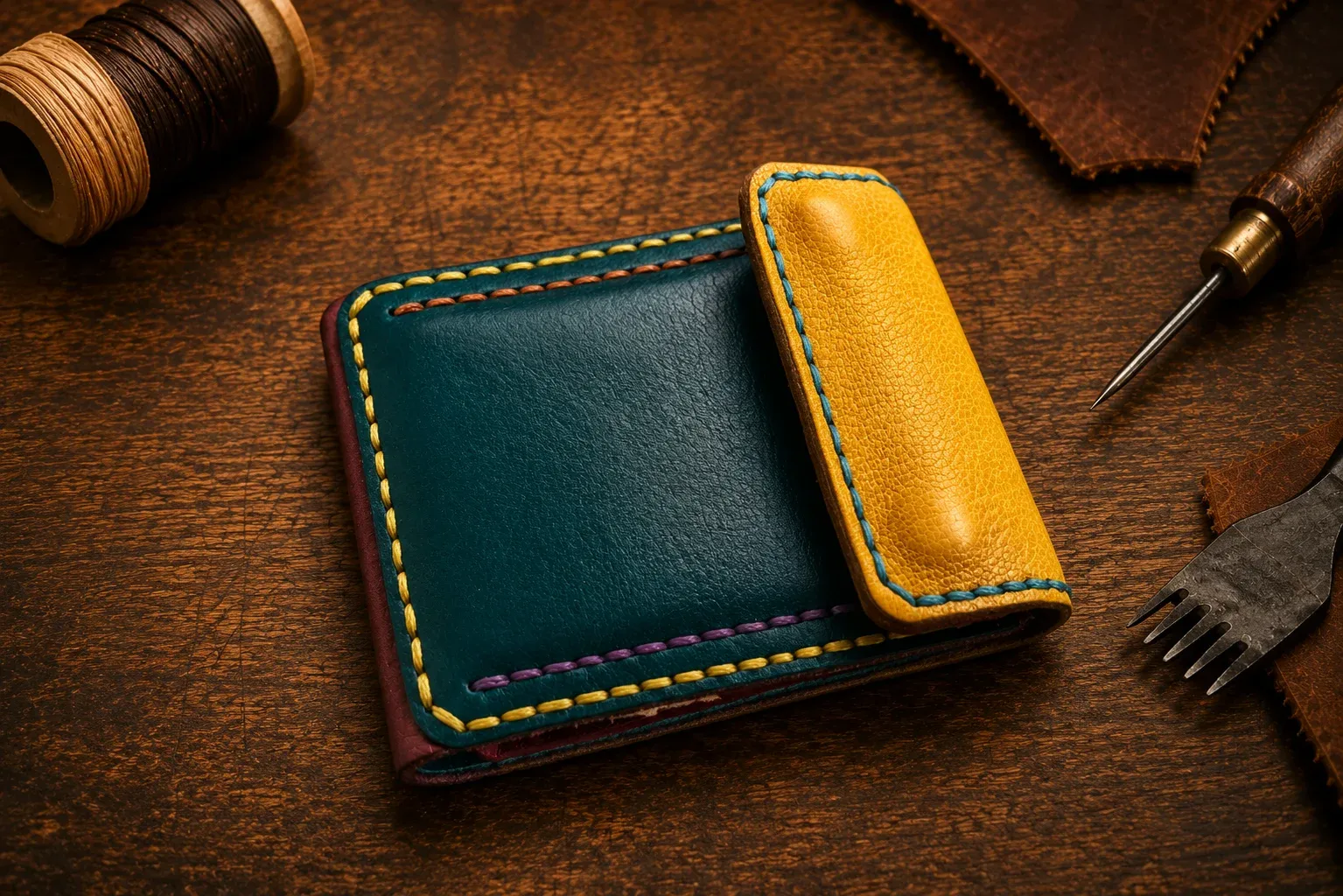 Leather Wallet Ndogo Multi Colour with coin pocket, quick easy access card slots and bank note compartment